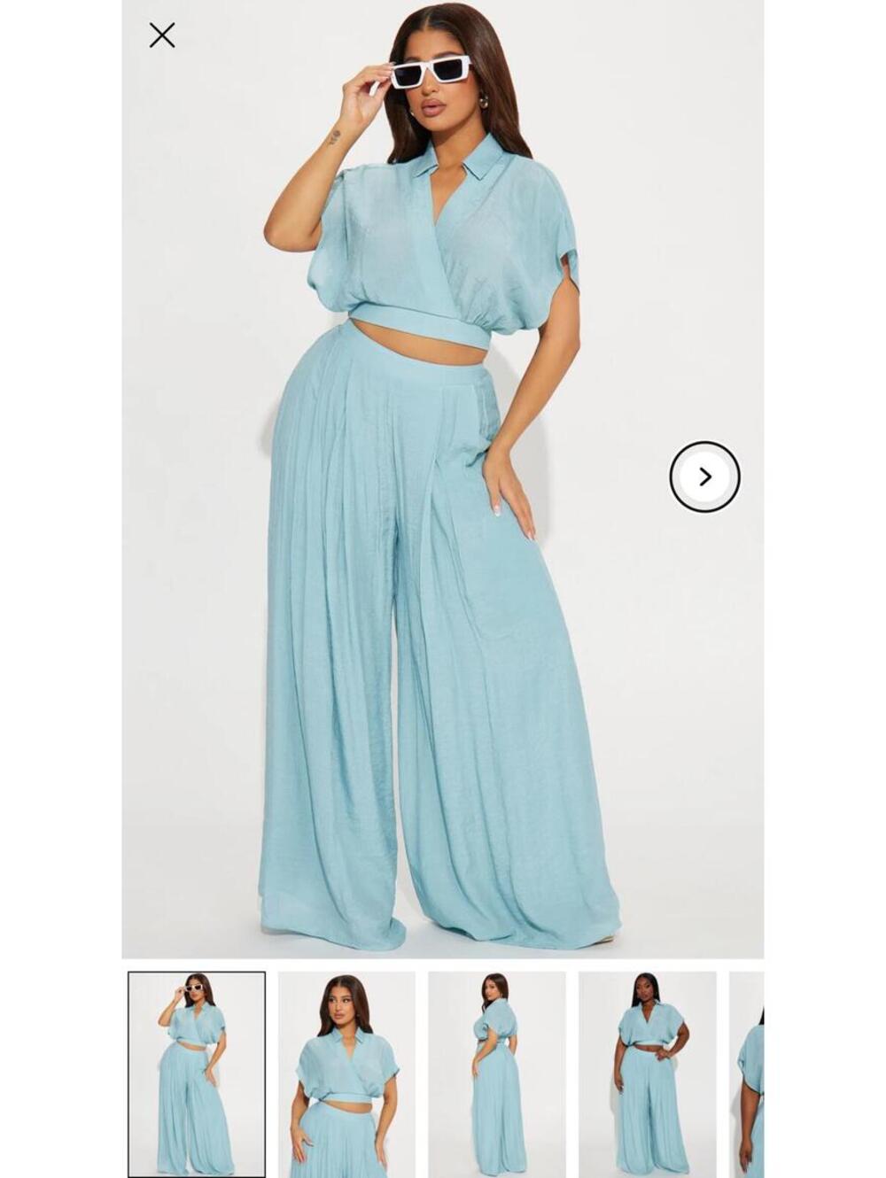 New with Tags Fashion Nova Mea Gauze Pant Set - Blue Size Small summer beach hot